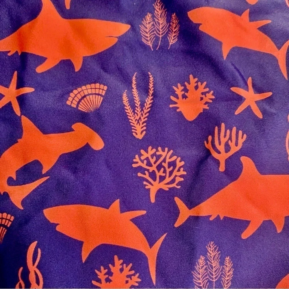 NWT Girls Swimsuit Sz 12 (Girls) One-Piece Dark Blue Red Shark Ocean Pattern